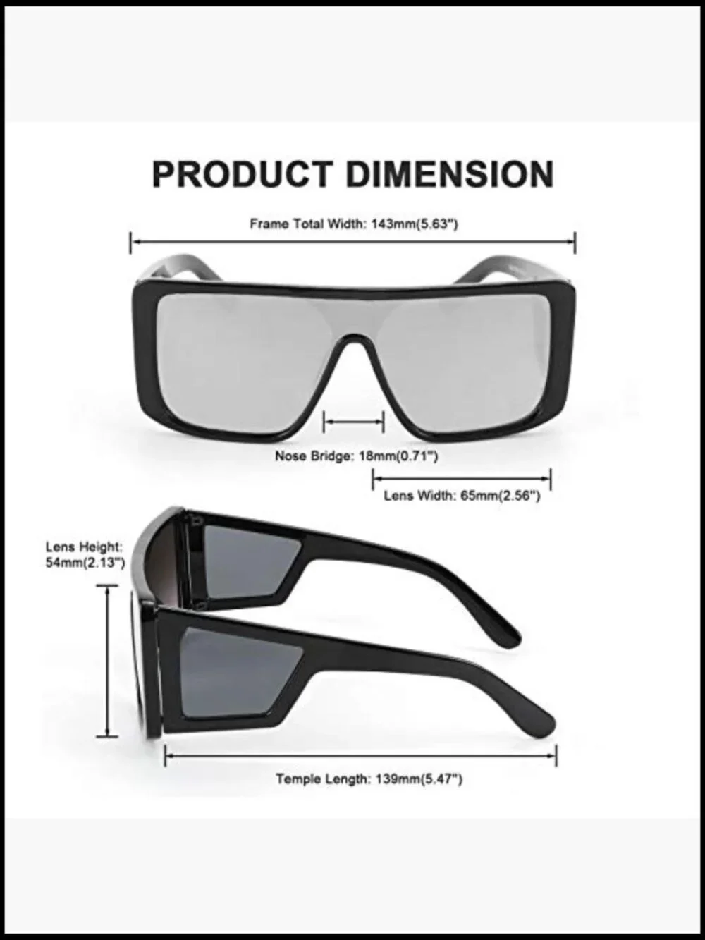 Rectangle Oversized Shield Sunglasses Futuristic Flat Top One Piece